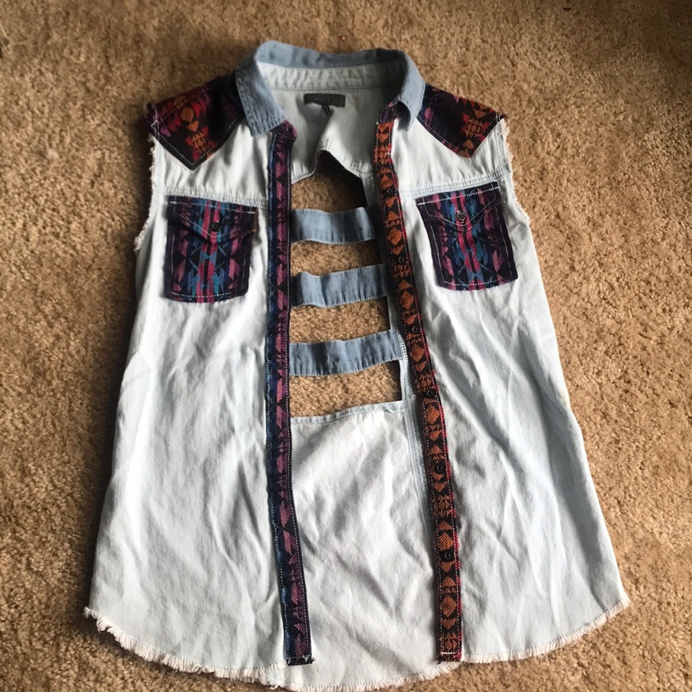 Denim/Aztec Kendall and Kylie vest